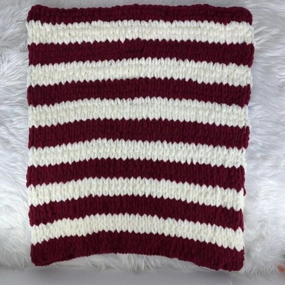Handmade Chunky Knit American Flag Blanket Chenille Patriotic‎ USA Throw NEW